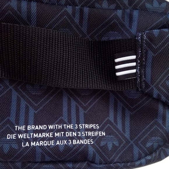 New Adidas Blue Black Monogram Graphic Adjustable Waist Bag Pouch Belt Bag - Picture 14 of 16